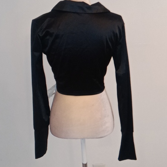 NWT Lu Feng Large Black Long Sleeve Halter - Picture 3 of 3